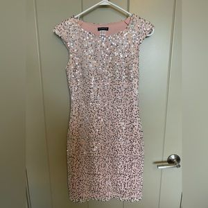 Venus Blush Pink Sequined Fitted Sheath Dress